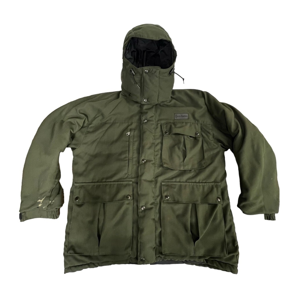 Vintage Gander Mountain Hooded Parka Quiet Plus Coat Mens M L Military Green USA